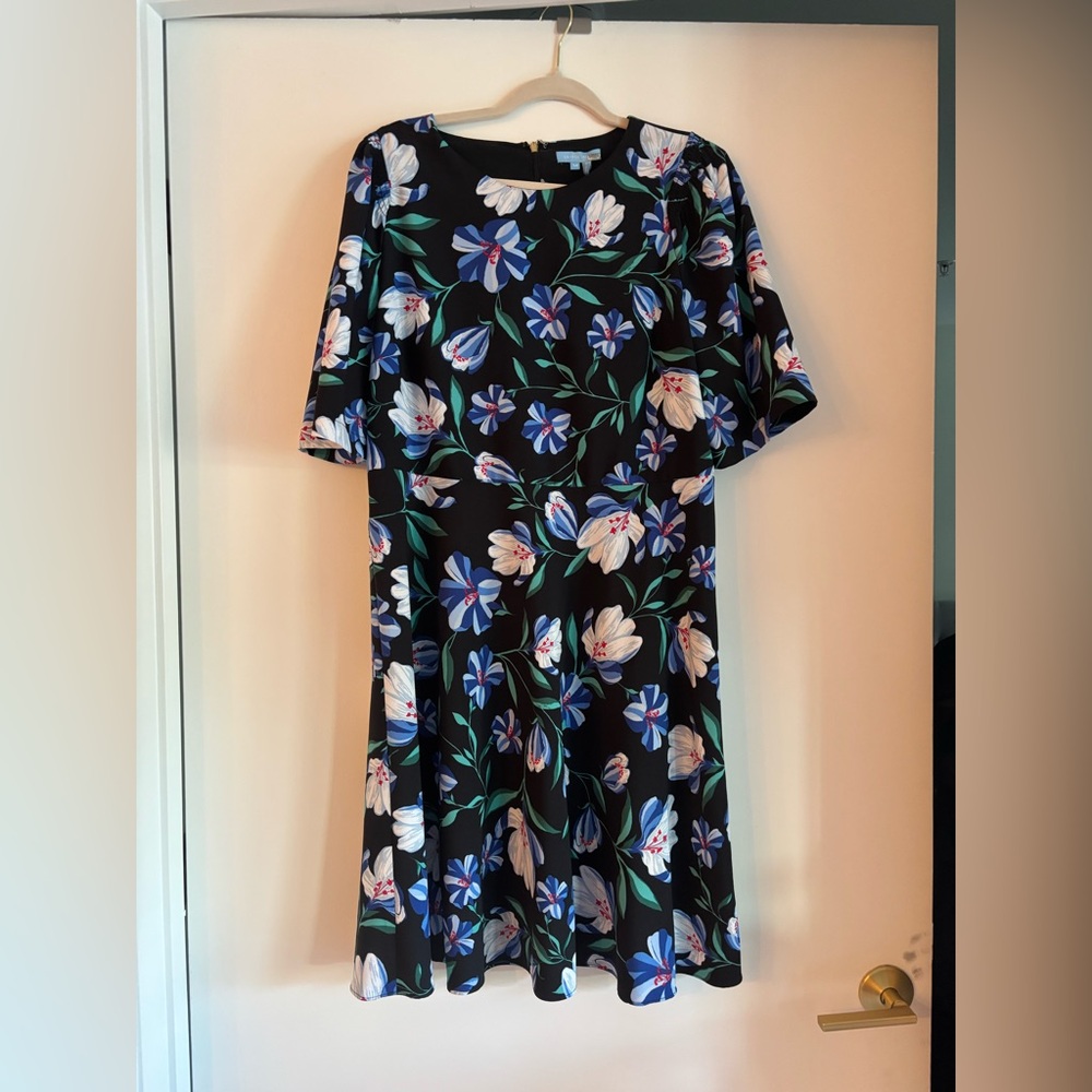 Draper James Black Floral Midi Dress
